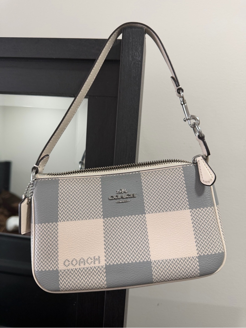 Coach Plaid Mini Shoulder Bag in Pink and Gray